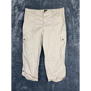 Lee Womens Beige Capri Cargo Pants With Button Accents 16